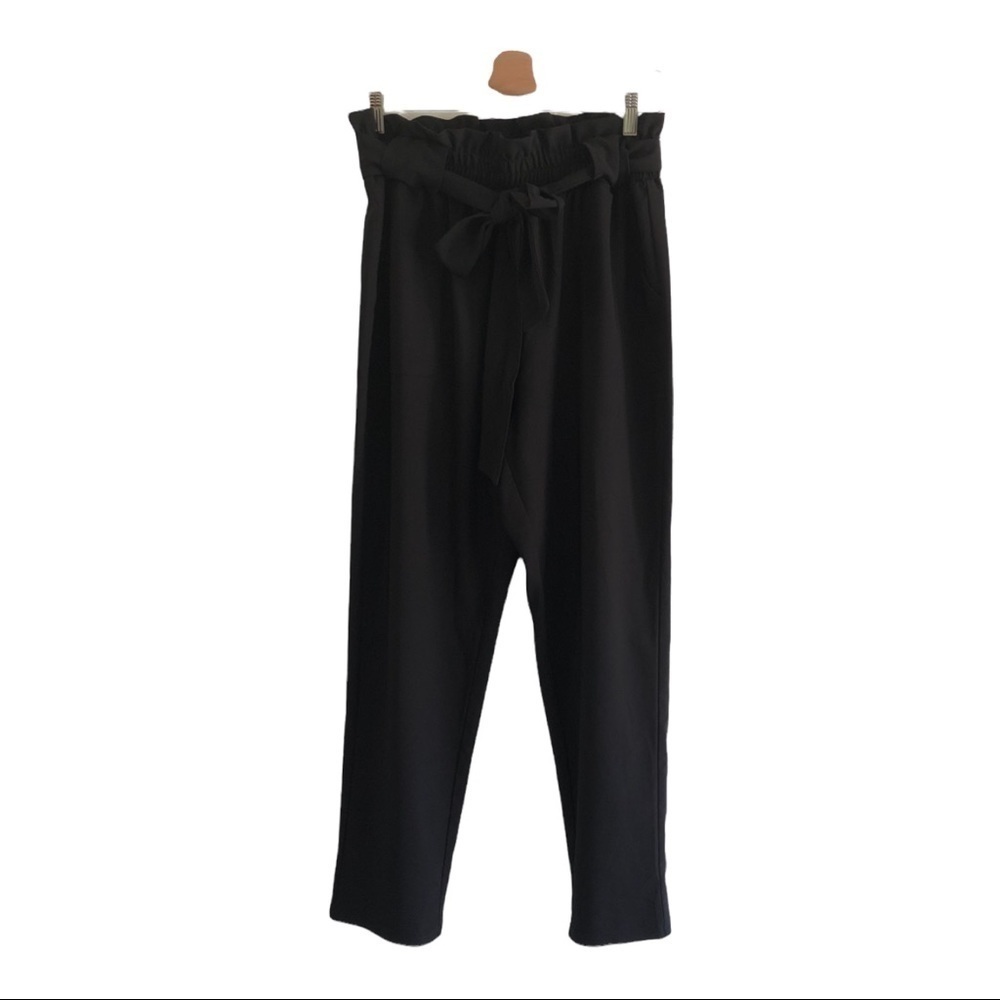 Grace Karin Black Paper Bag Waist Pants 1X